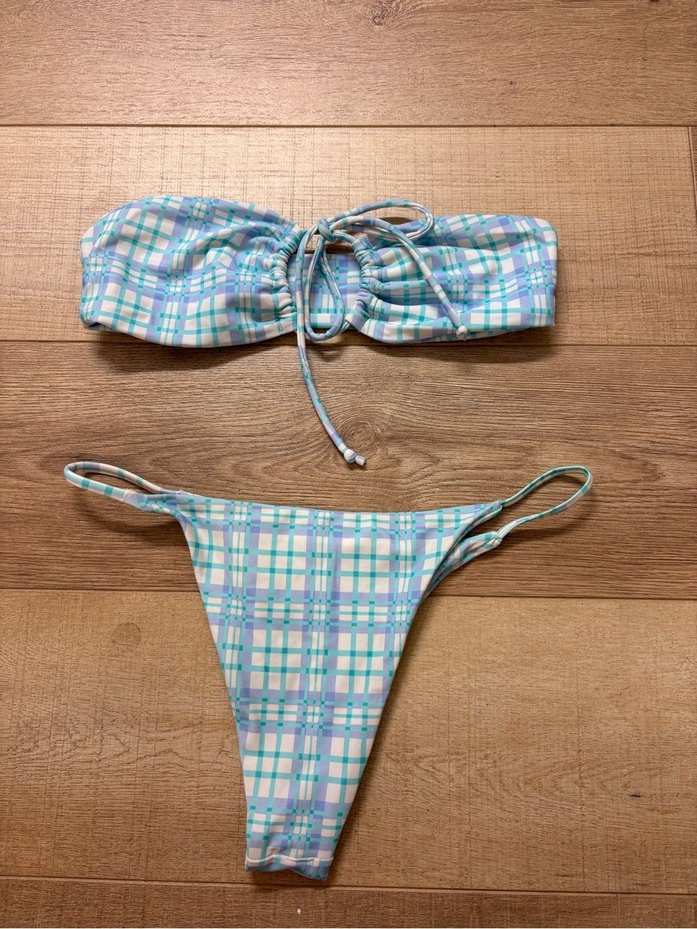 Princess Polly Bikini Set in Light Blue & Mint Plaid